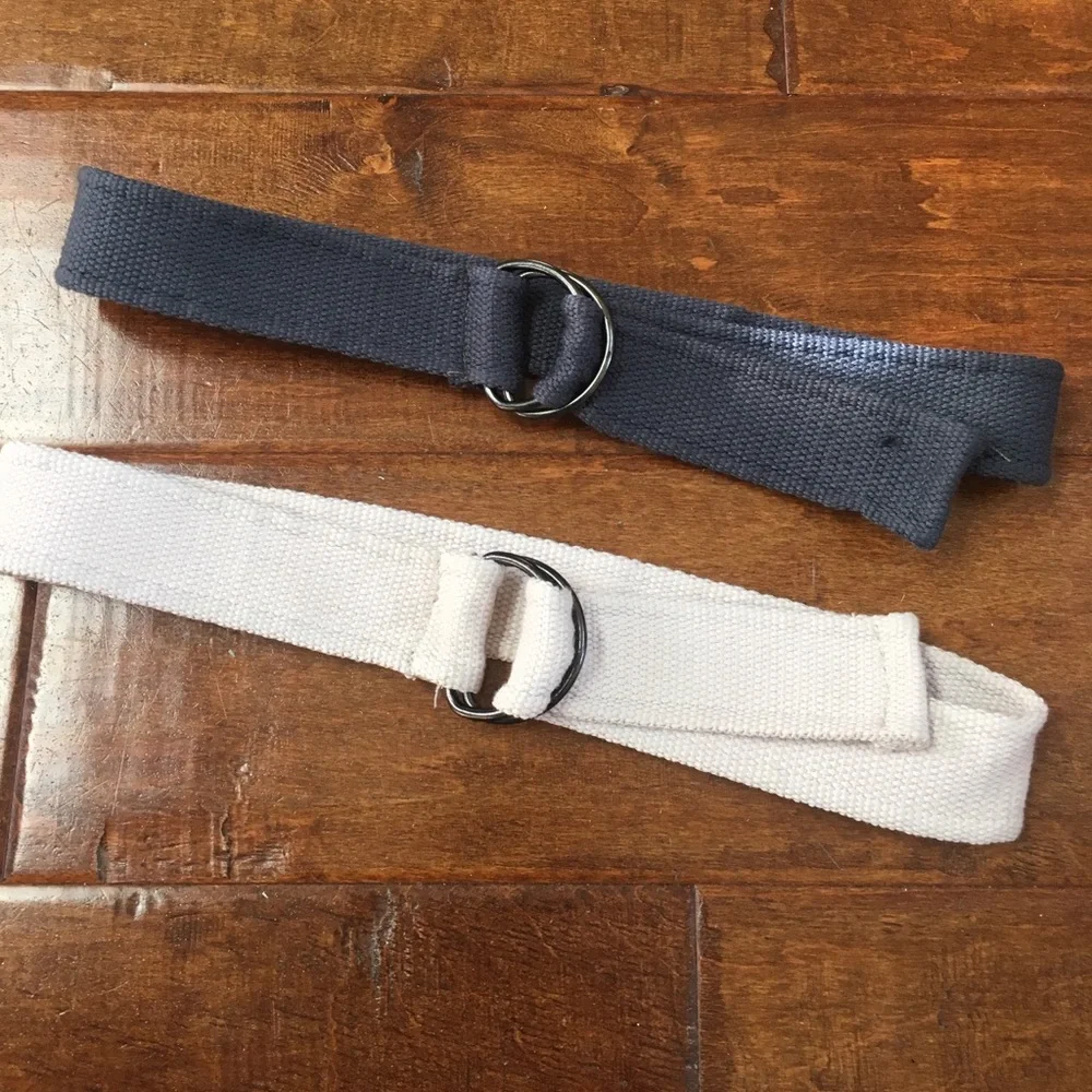 Boys 2 Belts LOT Navy Blue & Stone Tan School Uniform Pants